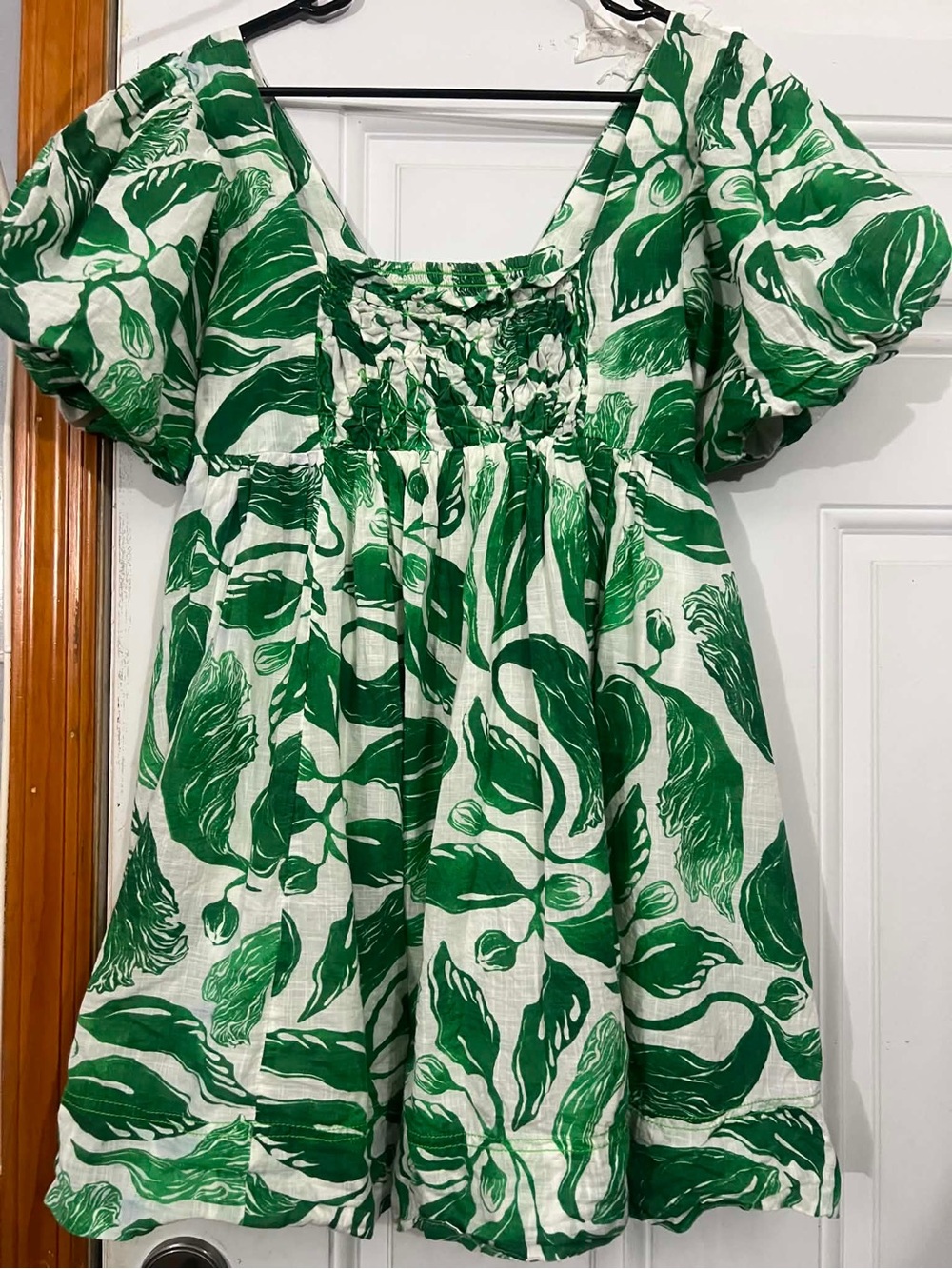 Maeve Yukiko Noritake Square-Neck Smocked Babydoll Dress Size XS